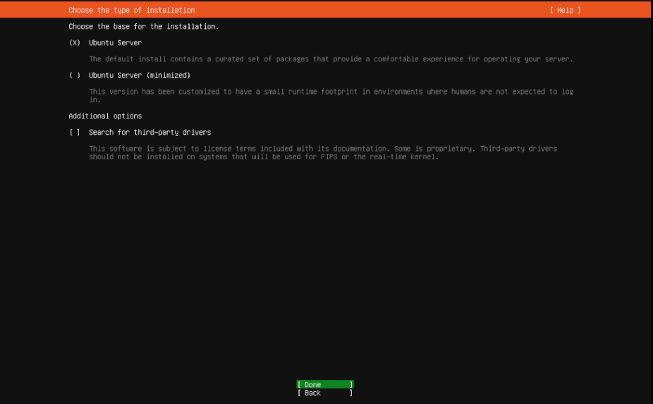 Selecting to install Ubuntu Server