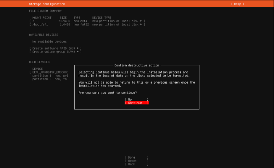 Installation drive confirmation