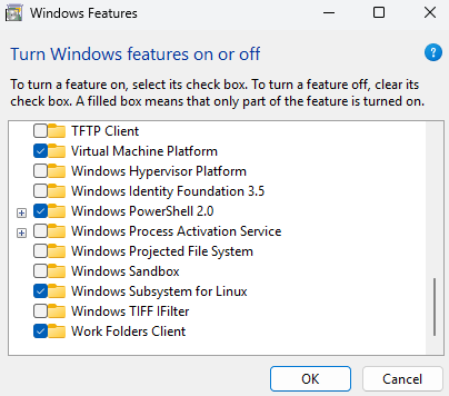 Turn Widows features on and off